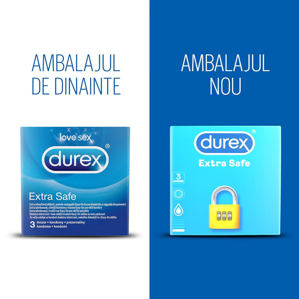Prezervativ DUREX Extra Safe, fara aroma, 3buc