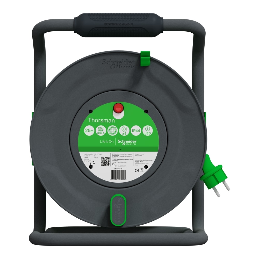 Prelungitor cu tambur SCHNEIDER H07RNF, 2.5mm, 4 prize, 25m