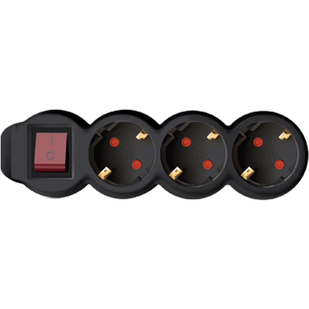 Prelungitor cu protectie HOME NV 3K, 3 prize, 1.5m, Negru