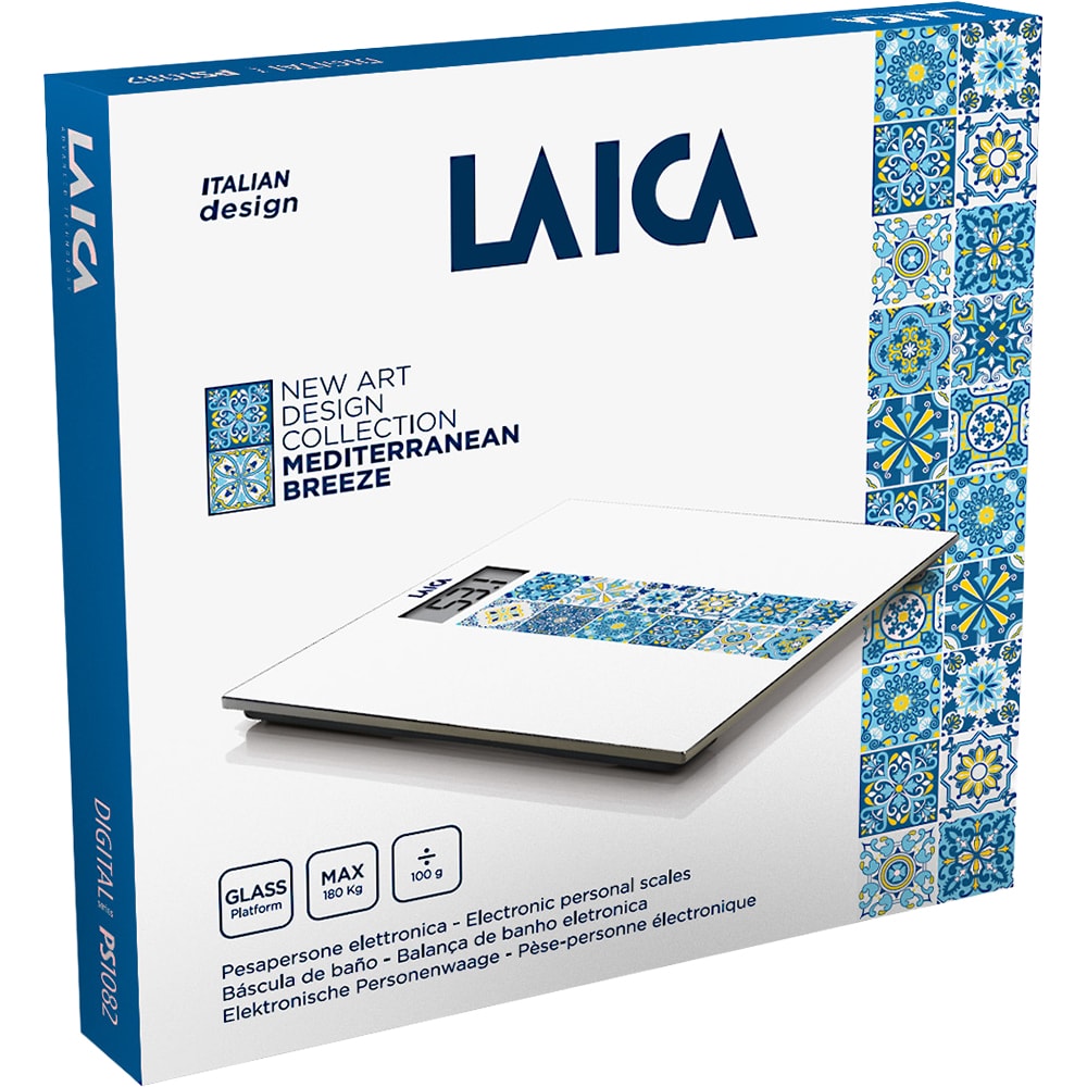 Cantar corporal LAICA PS1082B, 180Kg, electronic, sticla, alb