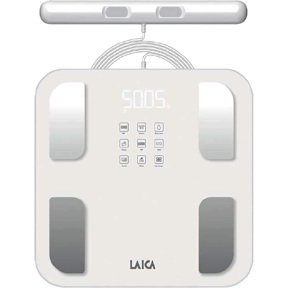 Cantar corporal LAICA PS7126W, 180kg, electronic, sticla, alb