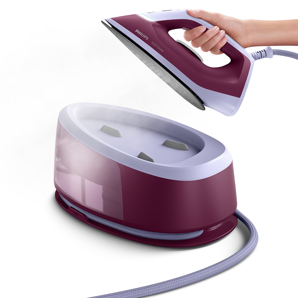 Statie de calcat PHILIPS Seria 3000 PSG3001/30, 2400W, 350g/min, 1.6l, talpa ceramica, visiniu-lila