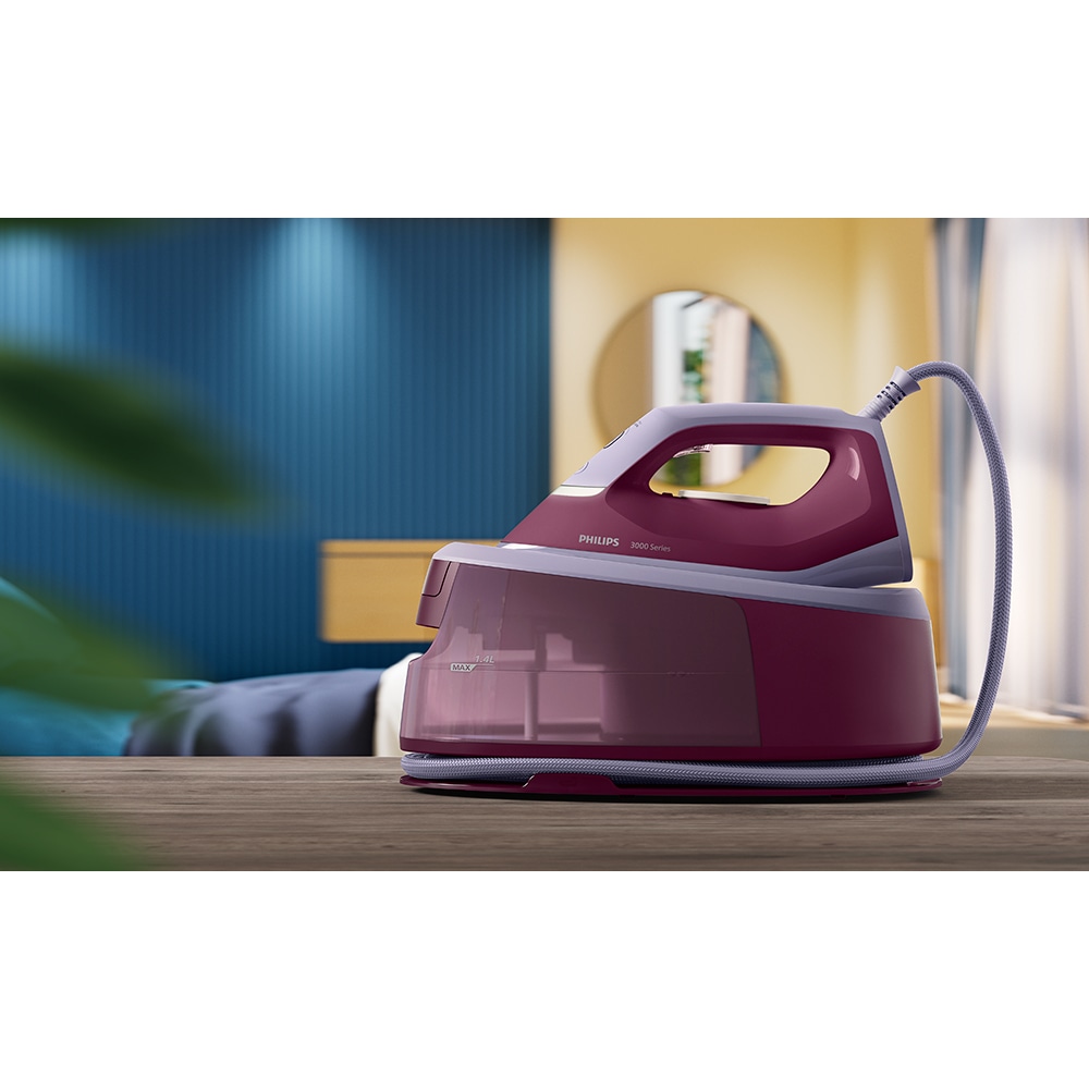 Statie de calcat PHILIPS Seria 3000 PSG3001/30, 2400W, 350g/min, 1.6l, talpa ceramica, visiniu-lila