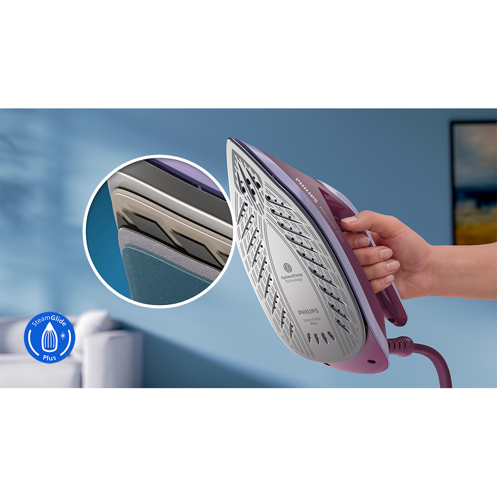 Statie de calcat PHILIPS Seria 4000 PSG4020/30, 2400W, 450g/min, 1.7l, talpa SteamGlide+, mov
