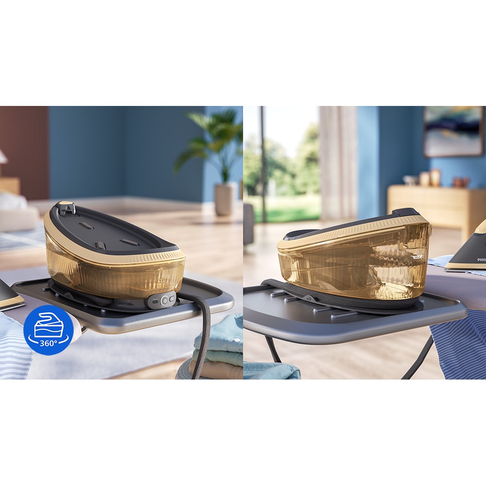 Statie de calcat PHILIPS Seria 4000 PSG4040/80, 2400W, 500g/min, 1.7l, talpa SteamGlide+, auriu-negru