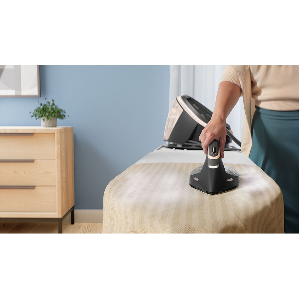 Statie de calcat PHILIPS PerfectCare Seria 7000 PSG7300/80, 3120W, 650g/min, 1.5l, talpa SteamGlide Elite, negru-auriu