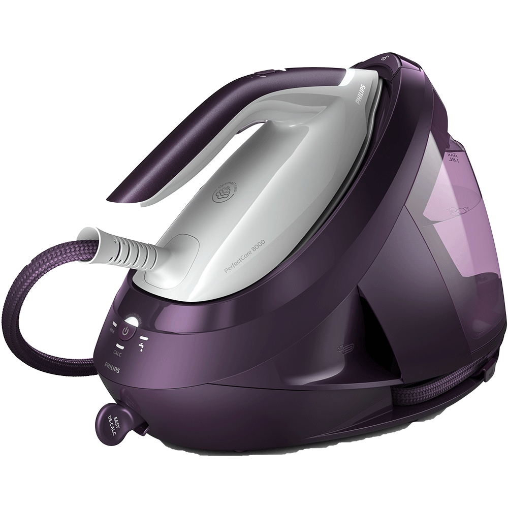 Statie de calcat PHILIPS Seria 8000 PSG8050/30, 2700W, 600g/min, 1.8l, talpa SteamGlide Elite, mov-alb