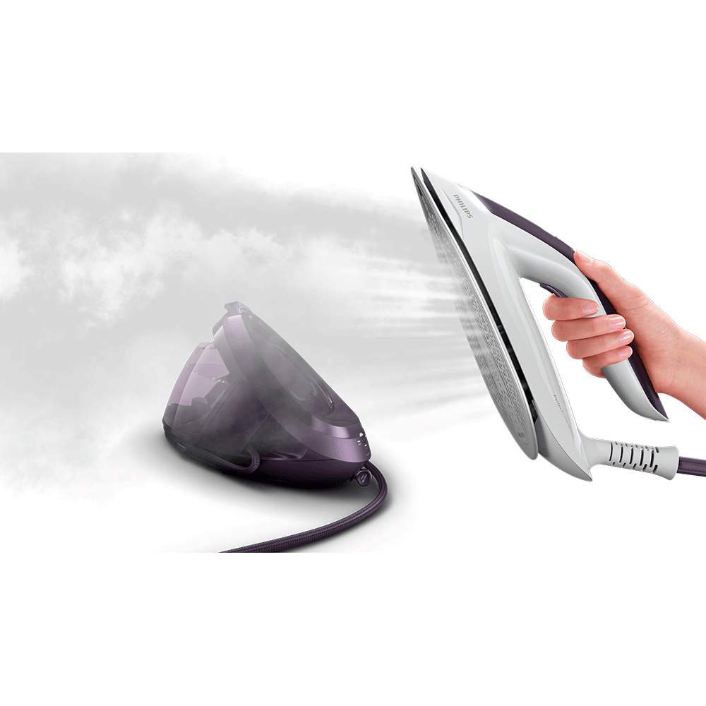 Statie de calcat PHILIPS Seria 8000 PSG8050/30, 2700W, 600g/min, 1.8l, talpa SteamGlide Elite, mov-alb