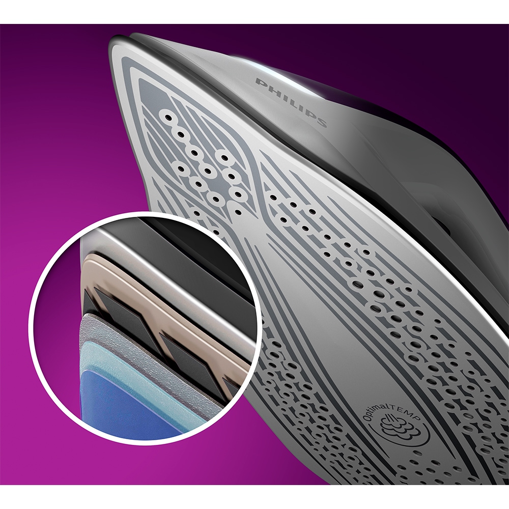 Statie de calcat PHILIPS Seria 8000 PSG8050/30, 2700W, 600g/min, 1.8l, talpa SteamGlide Elite, mov-alb