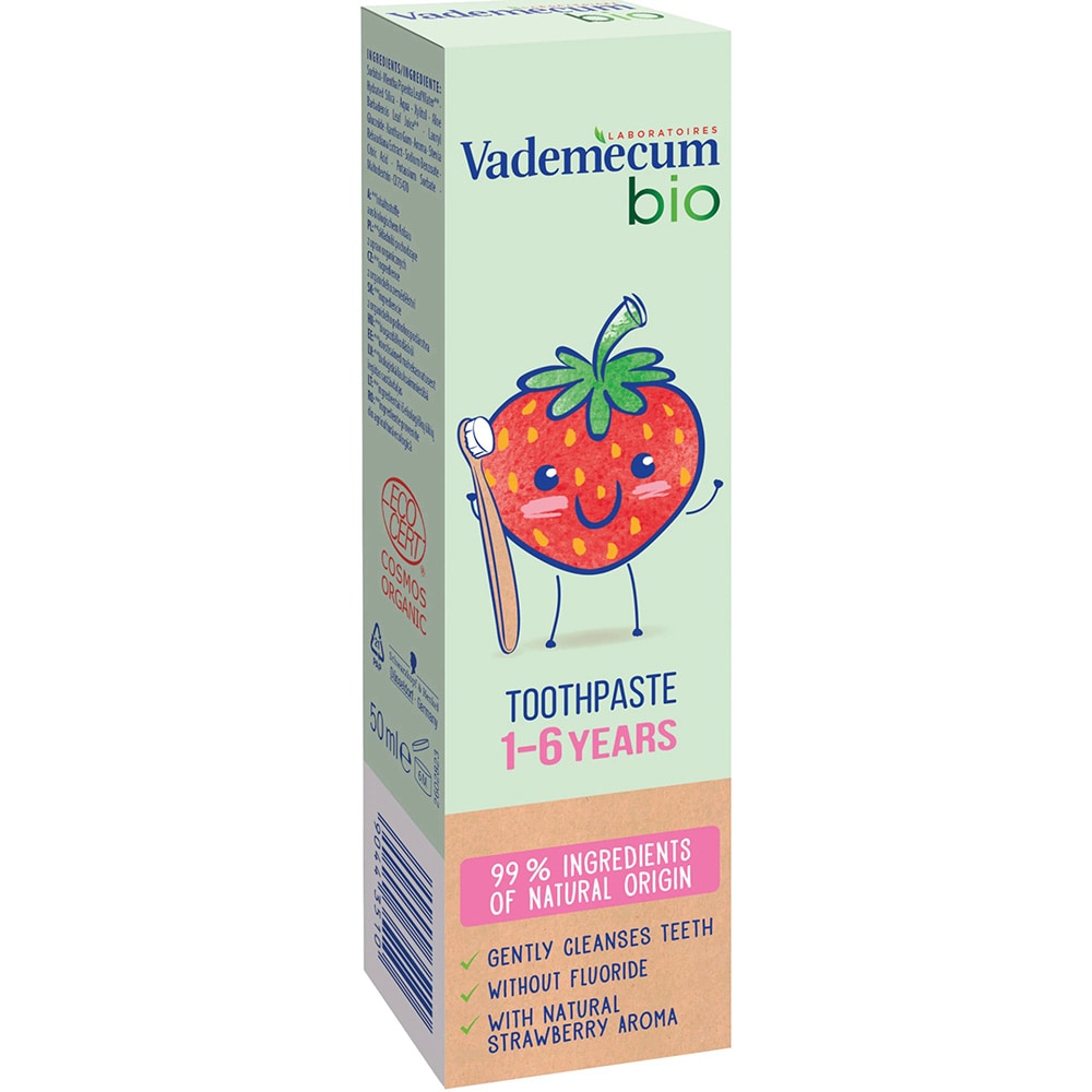Pasta de dinti cu aroma de capsuni VADEMECUM Bio Kids, 50ml