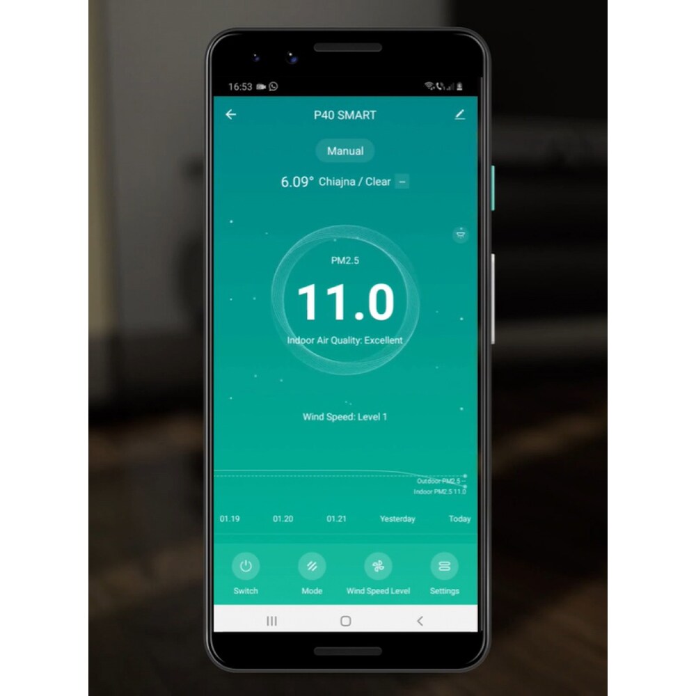 Purificator de aer ALECOAIR P40 Smart, 4 trepte de viteza, HEPA, Wi-Fi, Lampa UV, alb