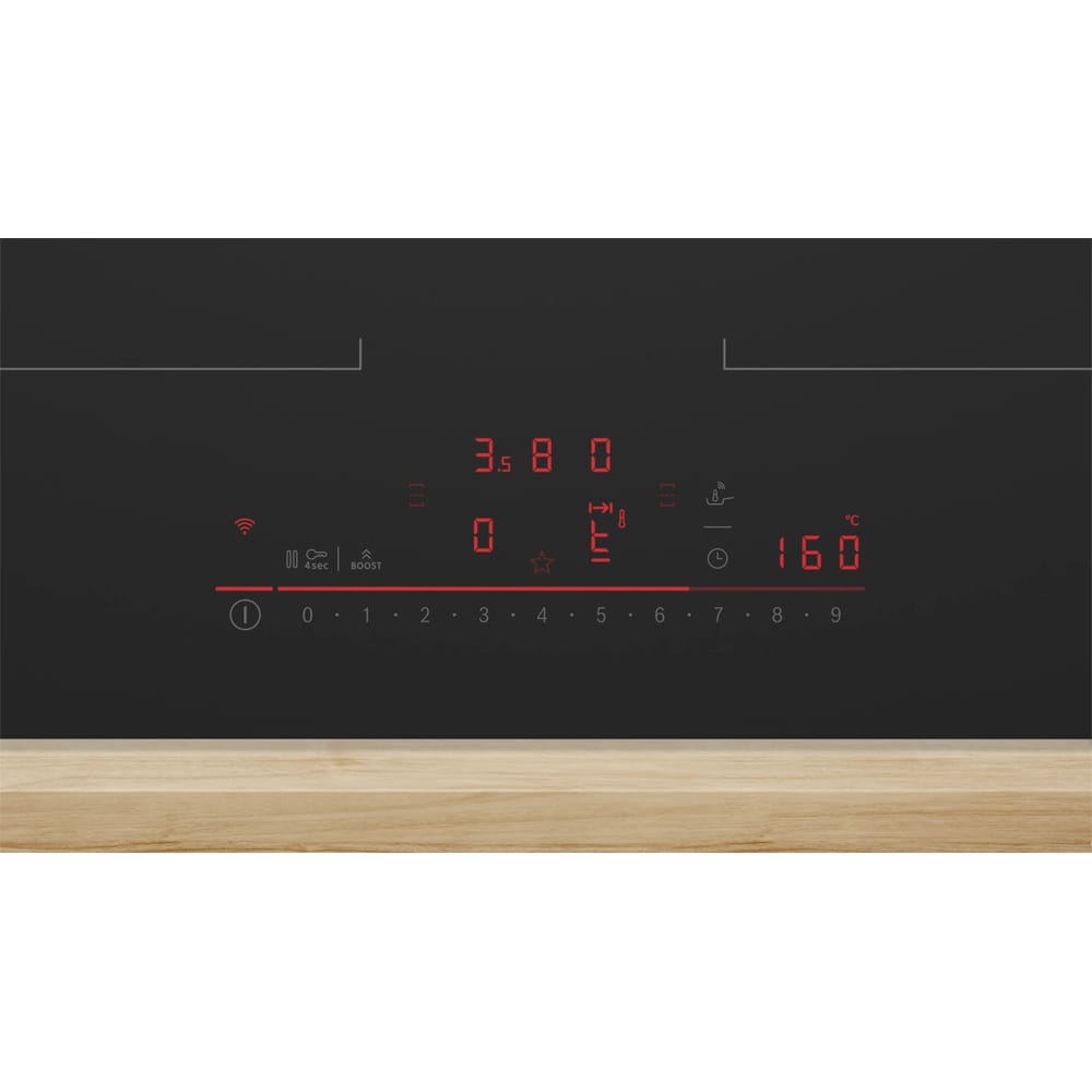 Plita incorporabila cu hota integrata BOSCH PVQ61AH26E, Inductie, 4 arzatoare, Touch control, negru mat