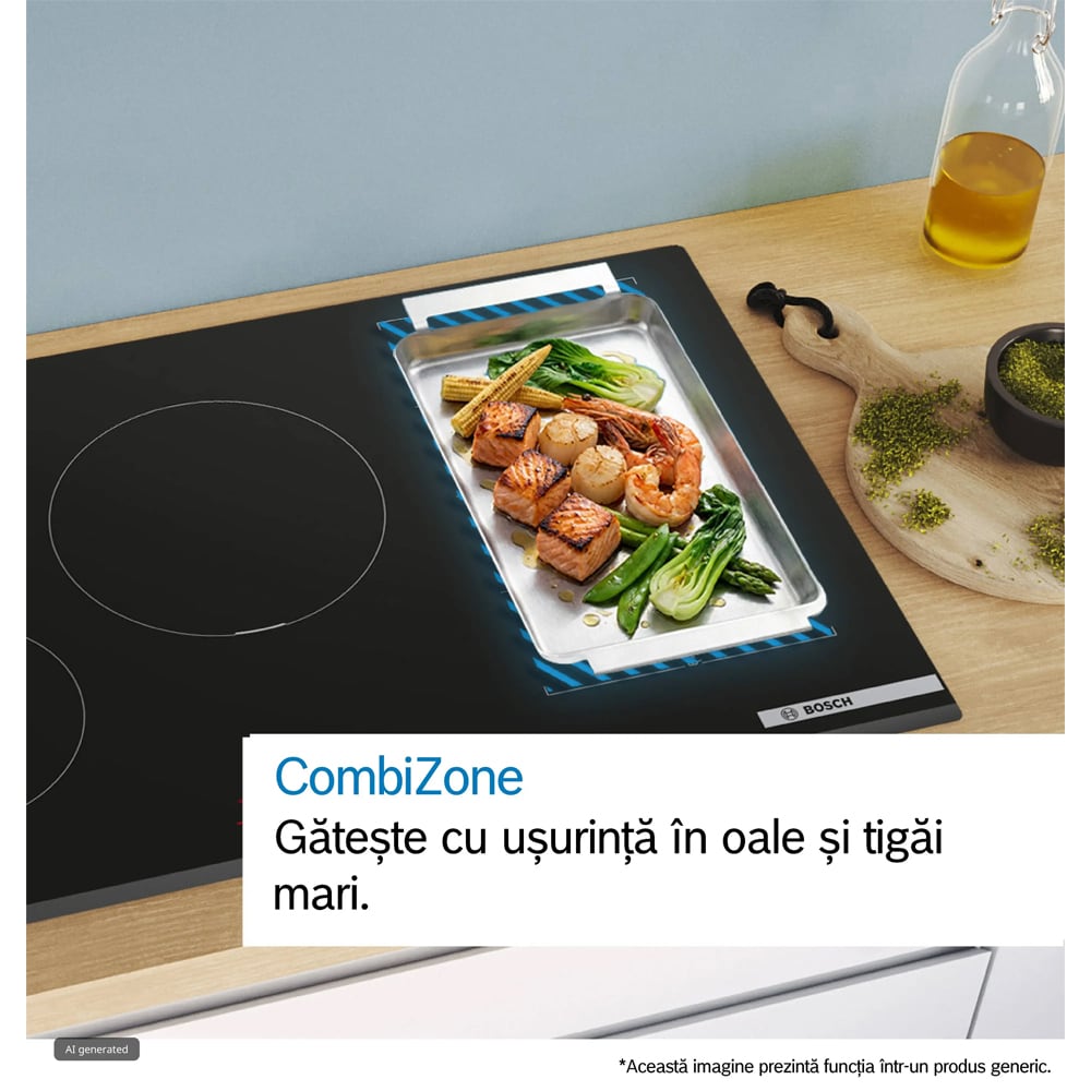 Plita incorporabila BOSCH PVQ61CHB1E, Inductie, 4 arzatoare, Touch Control, negru mat