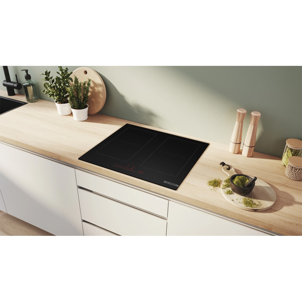Plita incorporabila BOSCH PVQ61CHB1E, Inductie, 4 arzatoare, Touch Control, negru mat