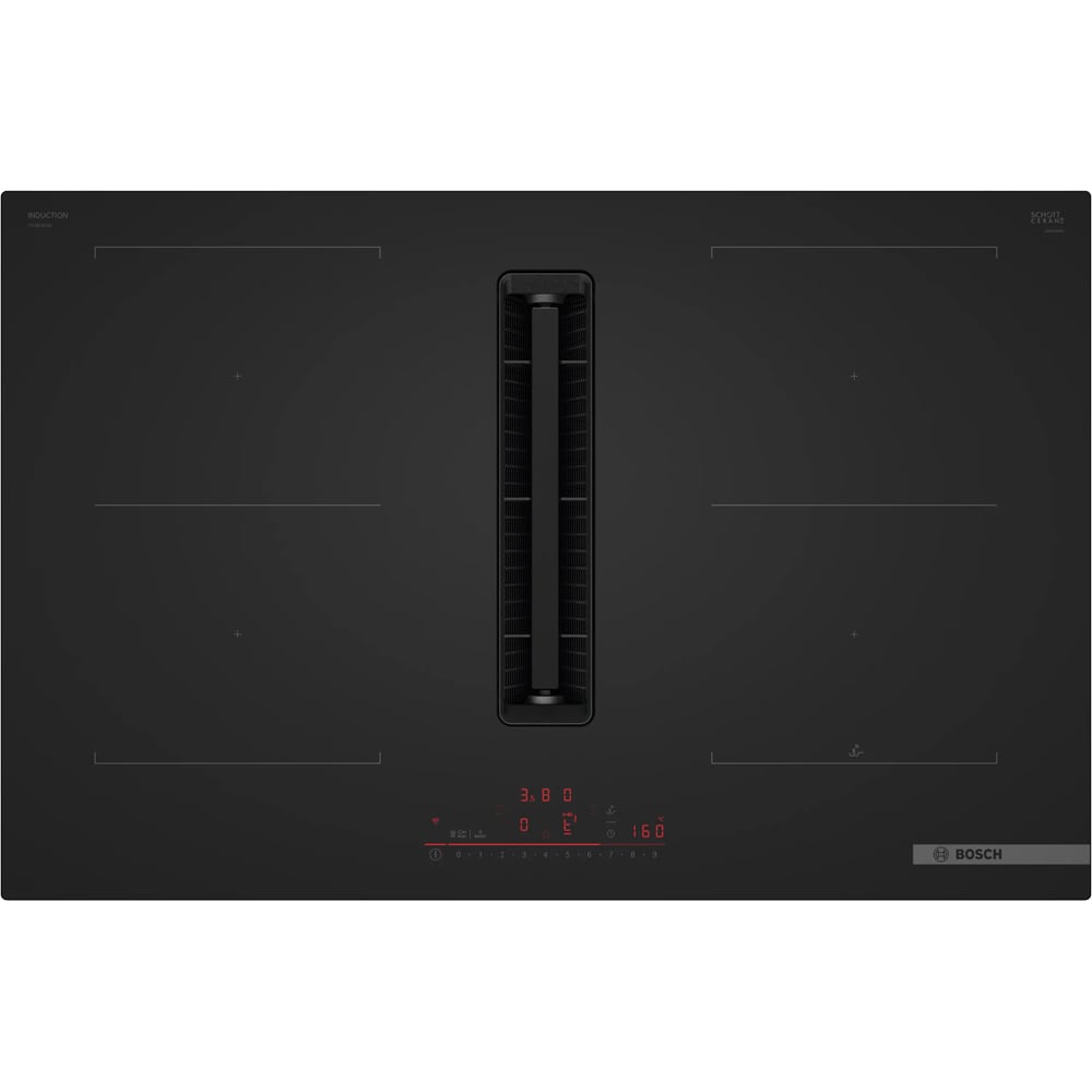 Plita incorporabila cu hota integrata BOSCH PVQ81AH26E, Inductie, 4 arzatoare, Touch control, negru mat