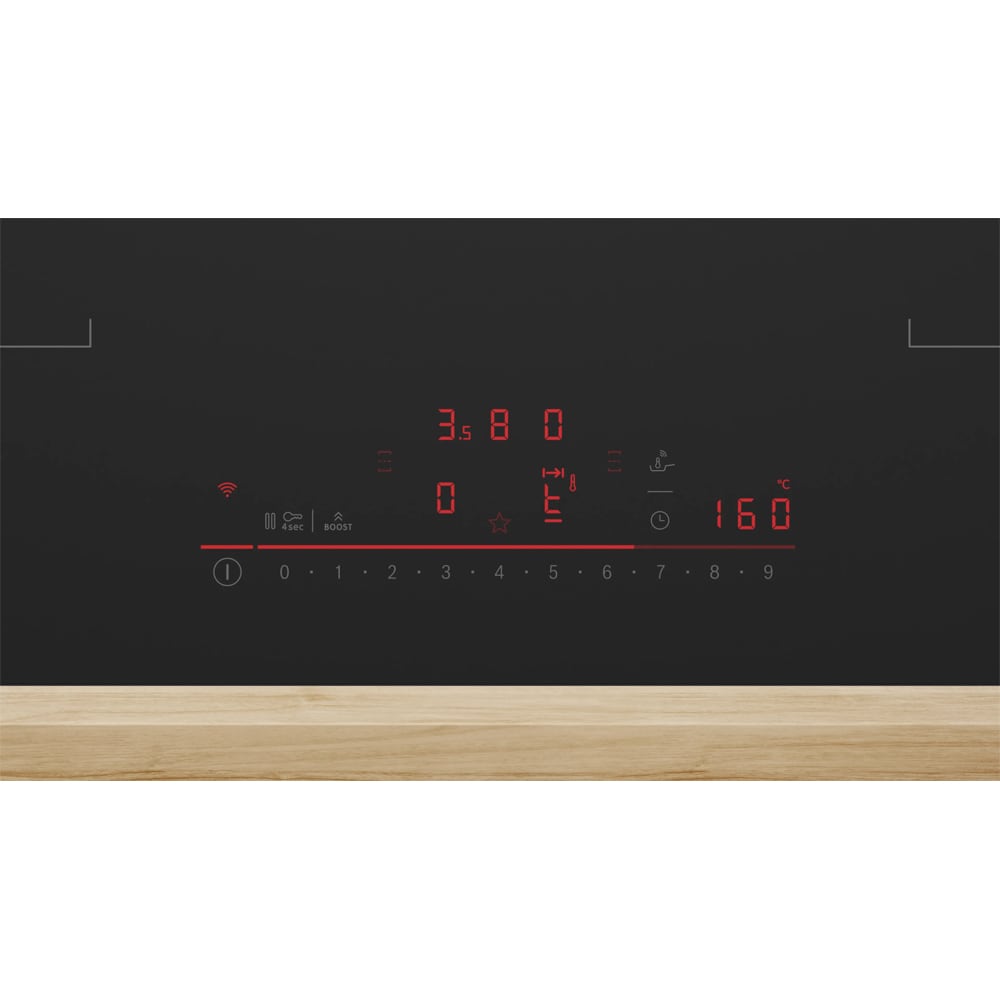 Plita incorporabila cu hota integrata BOSCH PVQ81AH26E, Inductie, 4 arzatoare, Touch control, negru mat