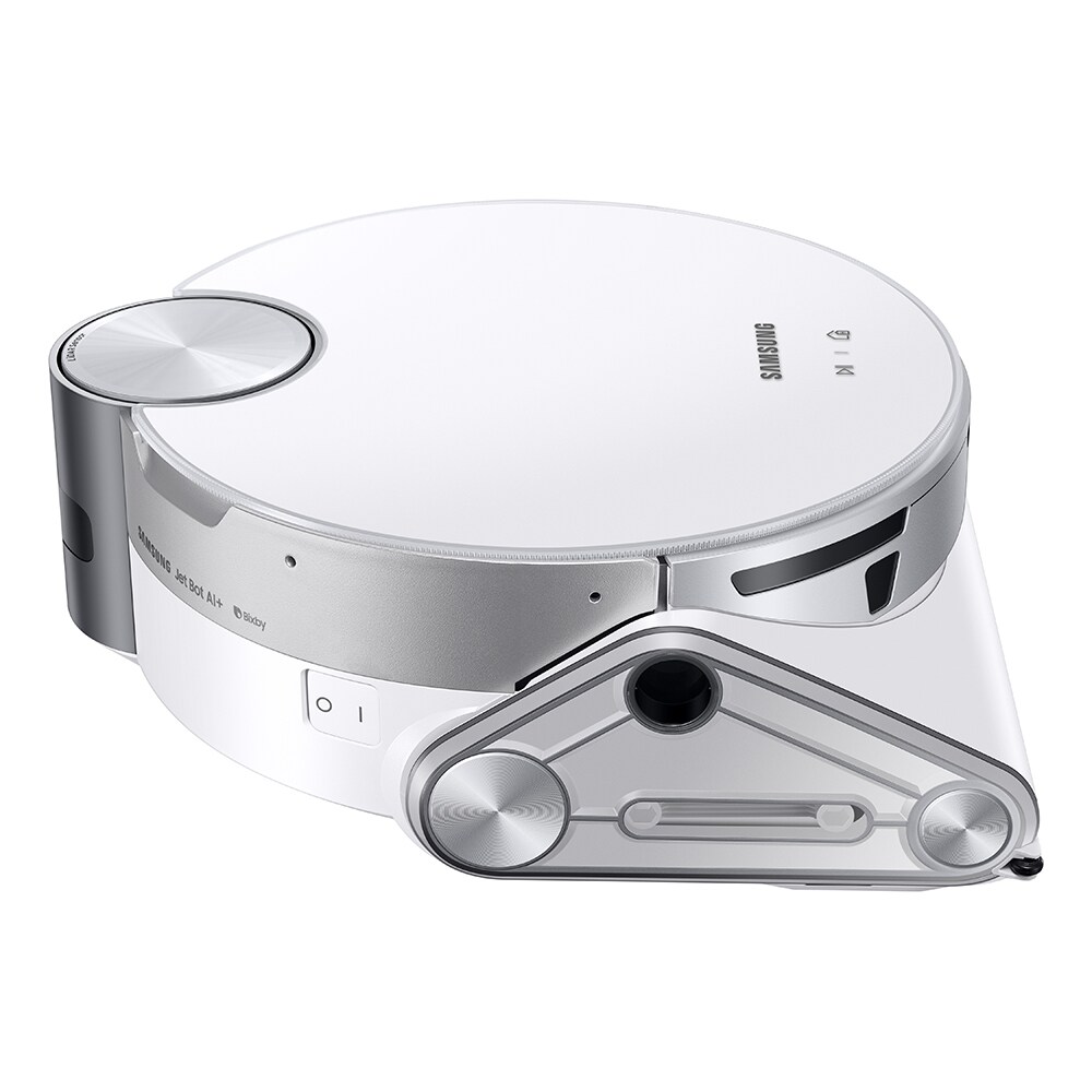 Aspirator robot SAMSUNG Jet Bot AI VR50T95735W/GE, 2.5l, 21.6V, autonomie max 90 min, Wi-Fi, Senzor Active Stereo 3D, alb-argintiu