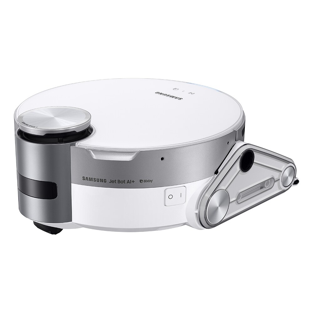 Aspirator robot SAMSUNG Jet Bot AI VR50T95735W/GE, 2.5l, 21.6V, autonomie max 90 min, Wi-Fi, Senzor Active Stereo 3D, alb-argintiu
