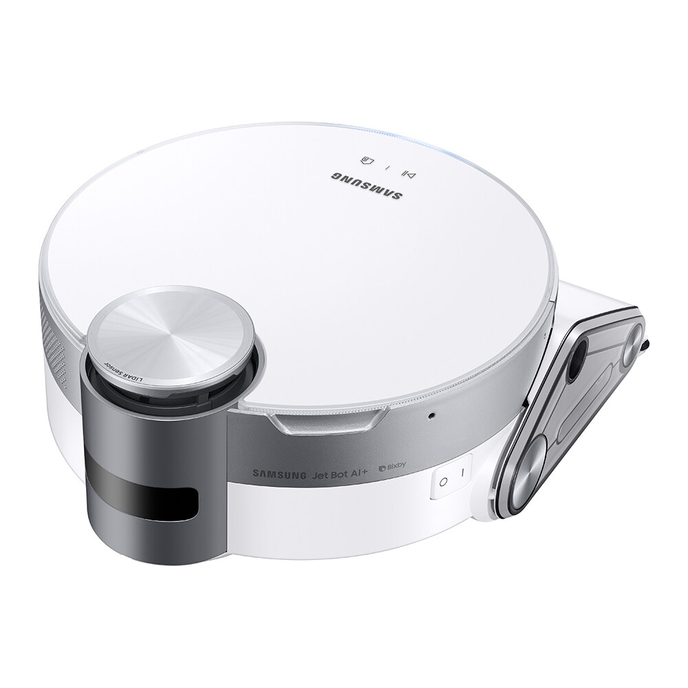 Aspirator robot SAMSUNG Jet Bot AI VR50T95735W/GE, 2.5l, 21.6V, autonomie max 90 min, Wi-Fi, Senzor Active Stereo 3D, alb-argintiu