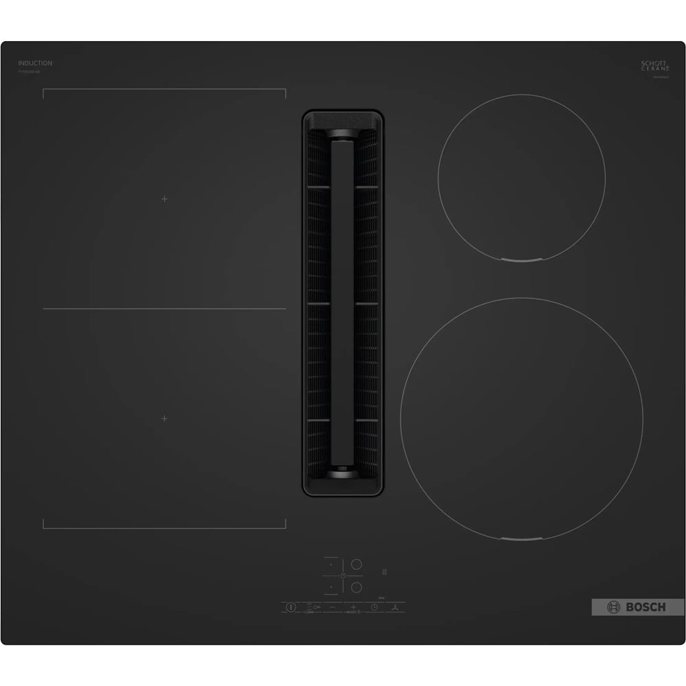 Plita incorporabila cu hota integrata BOSCH PVS61AB16E, Inductie, 4 arzatoare, Touch control, negru mat