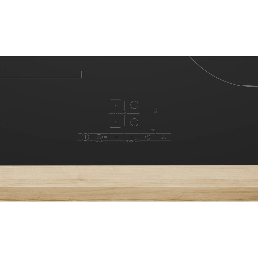 Plita incorporabila cu hota integrata BOSCH PVS61AB16E, Inductie, 4 arzatoare, Touch control, negru mat