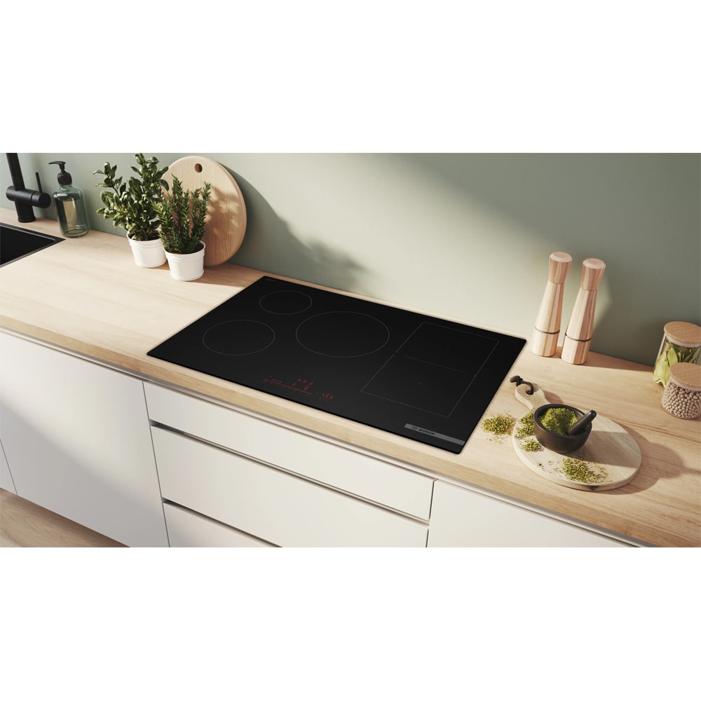 Plita incorporabila BOSCH PVW81CHB1E, Inductie, 5 arzatoare, Touch Control, negru mat