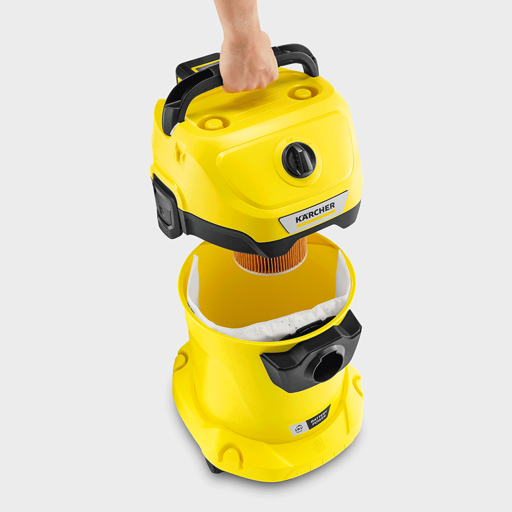 Aspirator fara sac KARCHER WD 3 18, 17l, 225W, 78dB, galben-negru