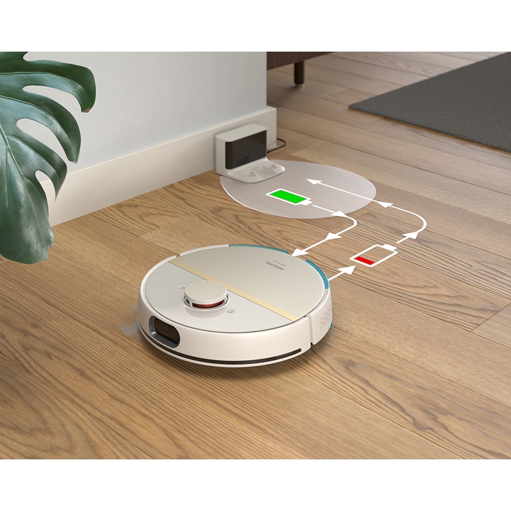 Aspirator robot PHILIPS Seria 7000 Aqua HomeRun XU7000/02, 0.3l, 14.4V, autonomie max 180 min, Wi-Fi, functie mop, alb-auriu 