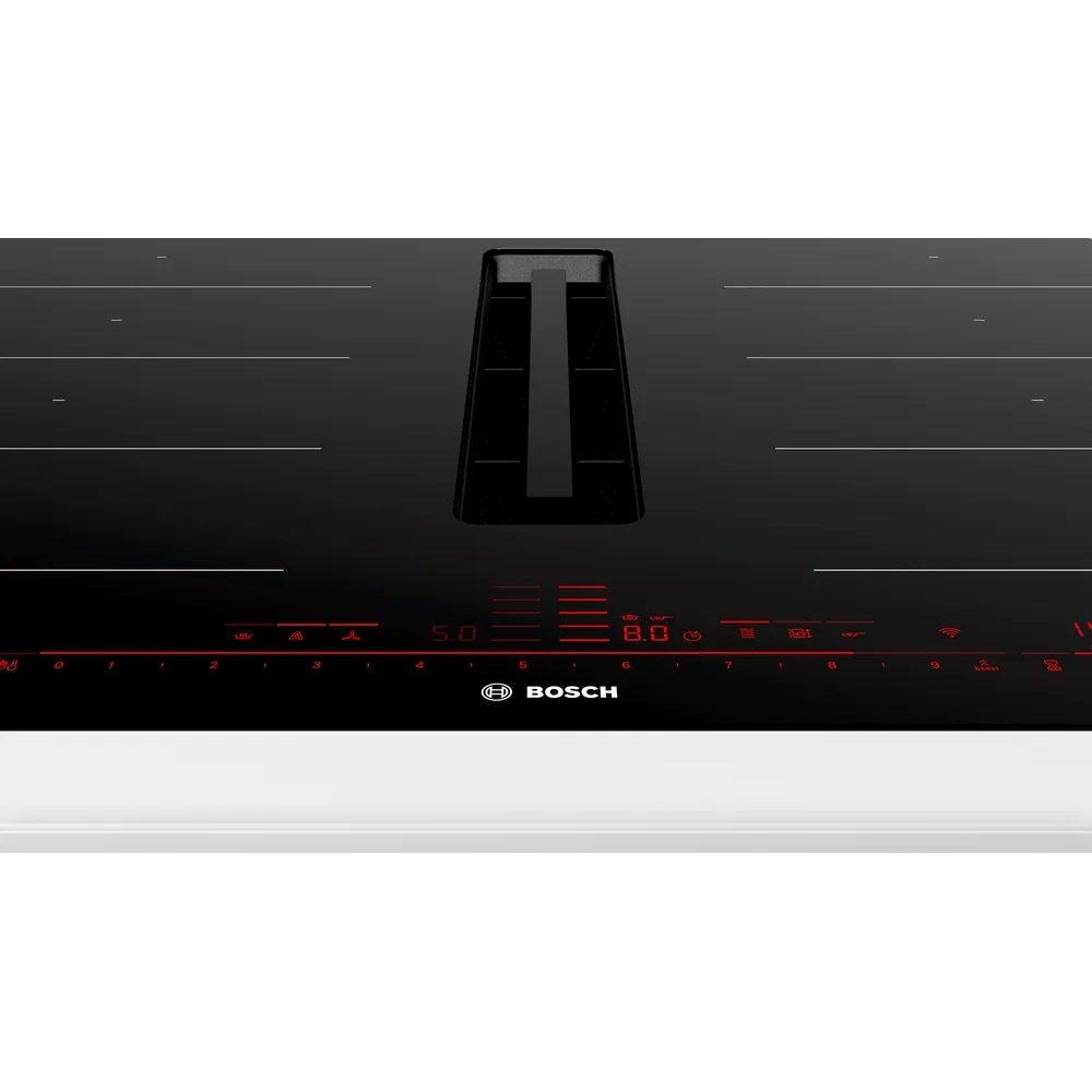 Plita incorporabila cu hota integrata BOSCH PXX801D67E, Inductie, 4 arzatoare, Touch control, negru