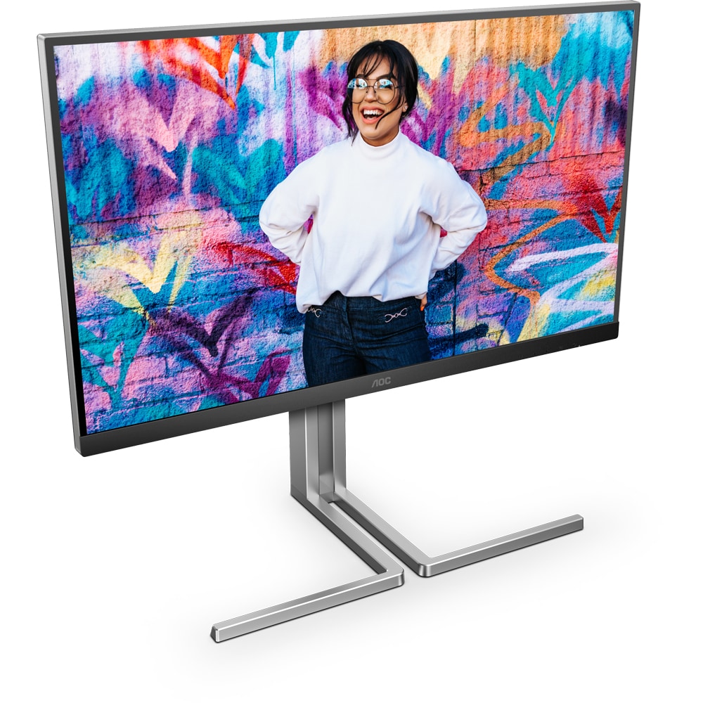 Monitor WLED IPS QD AOC Q27U3CV, 27" QHD, 75Hz, Flicker Free, boxe, pivot, negru