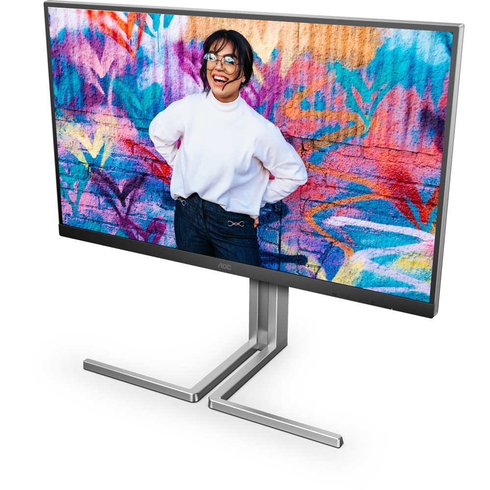 Monitor WLED IPS QD AOC Q27U3CV, 27" QHD, 75Hz, Flicker Free, boxe, pivot, negru