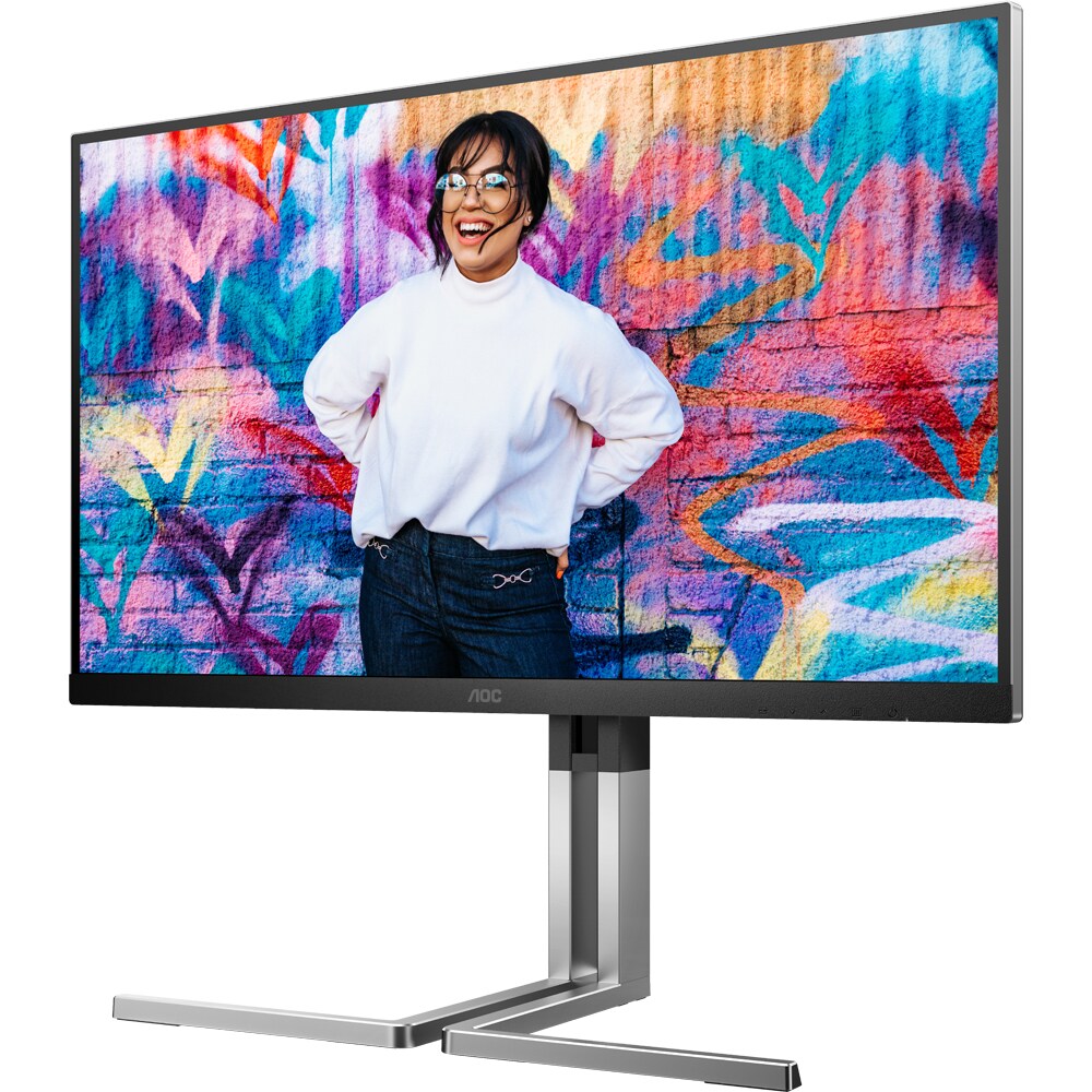 Monitor WLED IPS QD AOC Q27U3CV, 27" QHD, 75Hz, Flicker Free, boxe, pivot, negru
