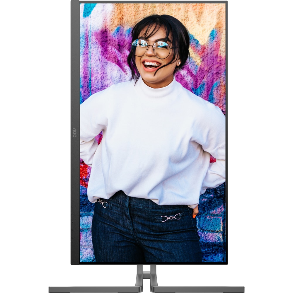 Monitor WLED IPS QD AOC Q27U3CV, 27" QHD, 75Hz, Flicker Free, boxe, pivot, negru