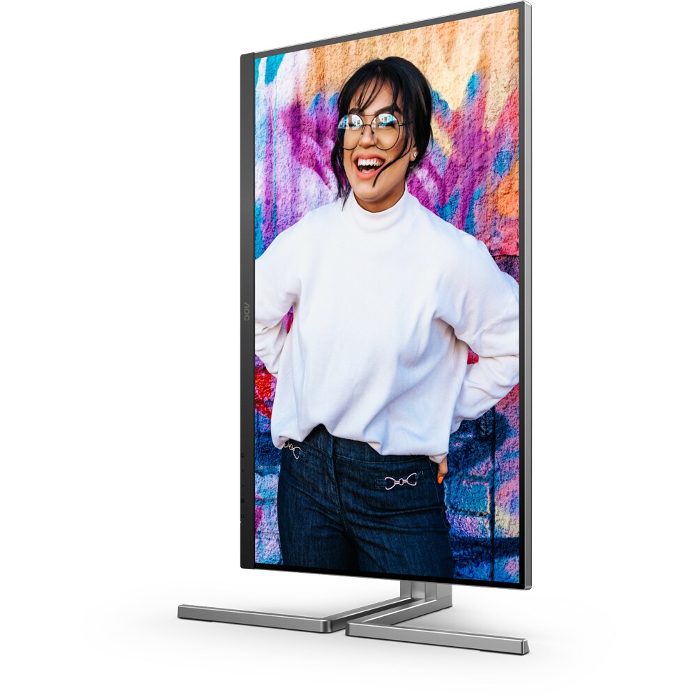 Monitor WLED IPS QD AOC Q27U3CV, 27" QHD, 75Hz, Flicker Free, boxe, pivot, negru