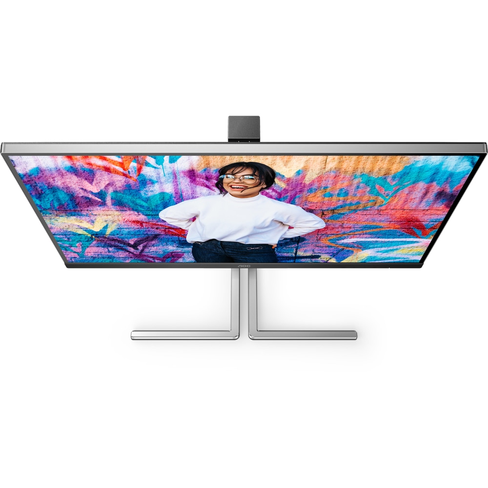 Monitor WLED IPS QD AOC Q27U3CV, 27" QHD, 75Hz, Flicker Free, boxe, pivot, negru