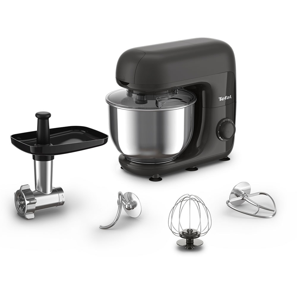 Robot de bucatarie TEFAL Bake Essential QB161H38, vas 4.8l, 800W, 6 trepte viteza, negru