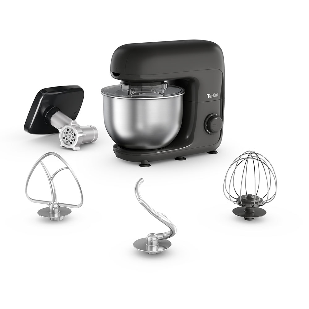 Robot de bucatarie TEFAL Bake Essential QB161H38, vas 4.8l, 800W, 6 trepte viteza, negru