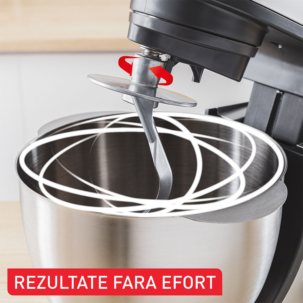Robot de bucatarie TEFAL Bake Essential QB161H38, vas 4.8l, 800W, 6 trepte viteza, negru