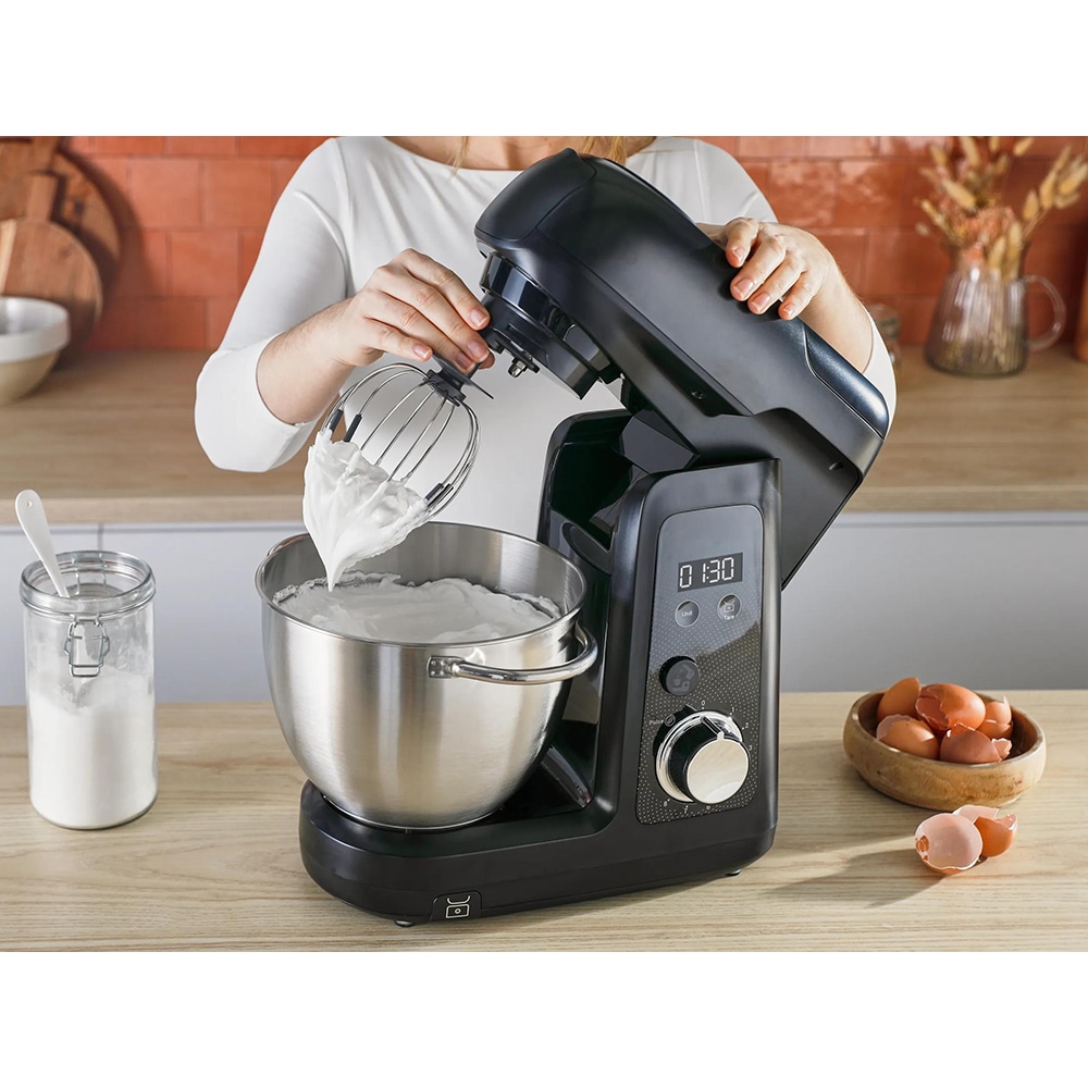 Robot de bucatarie TEFAL Bake Partner+ QB5458F0, vas 4.6l, 1100W, 8 trepte viteza, negru