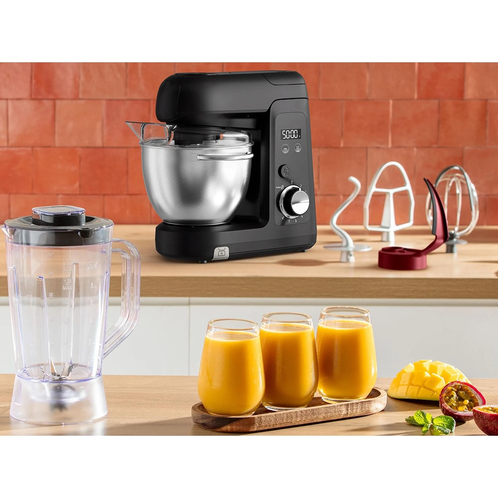 Robot de bucatarie TEFAL Bake Partner+ QB5458F0, vas 4.6l, 1100W, 8 trepte viteza, negru