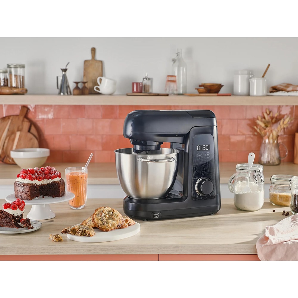 Robot de bucatarie TEFAL Bake Partner+ QB5458F0, vas 4.6l, 1100W, 8 trepte viteza, negru