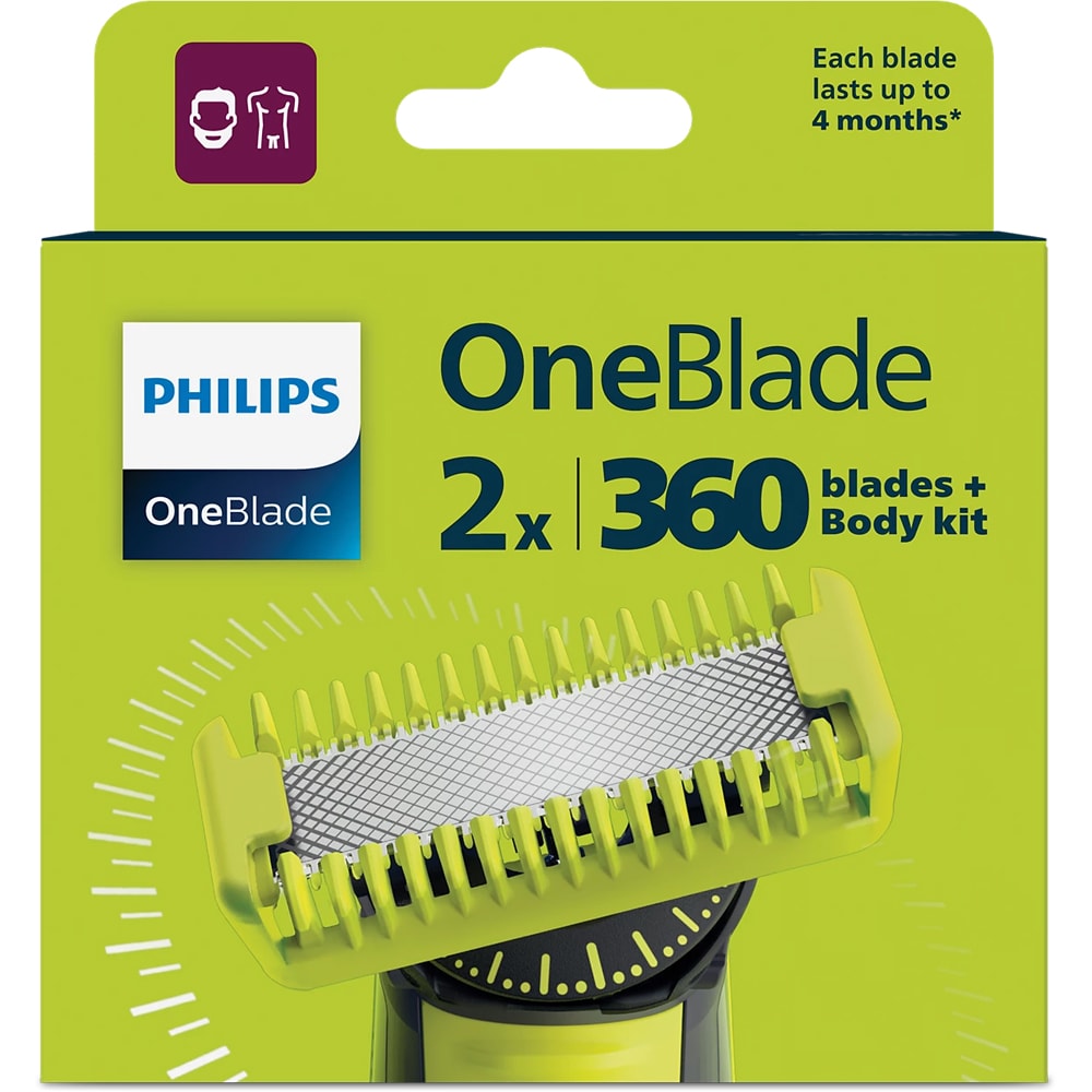 Rezerva aparat de ras PHILIPS OneBlade QP624/50, 2 accesorii, 2 bucati