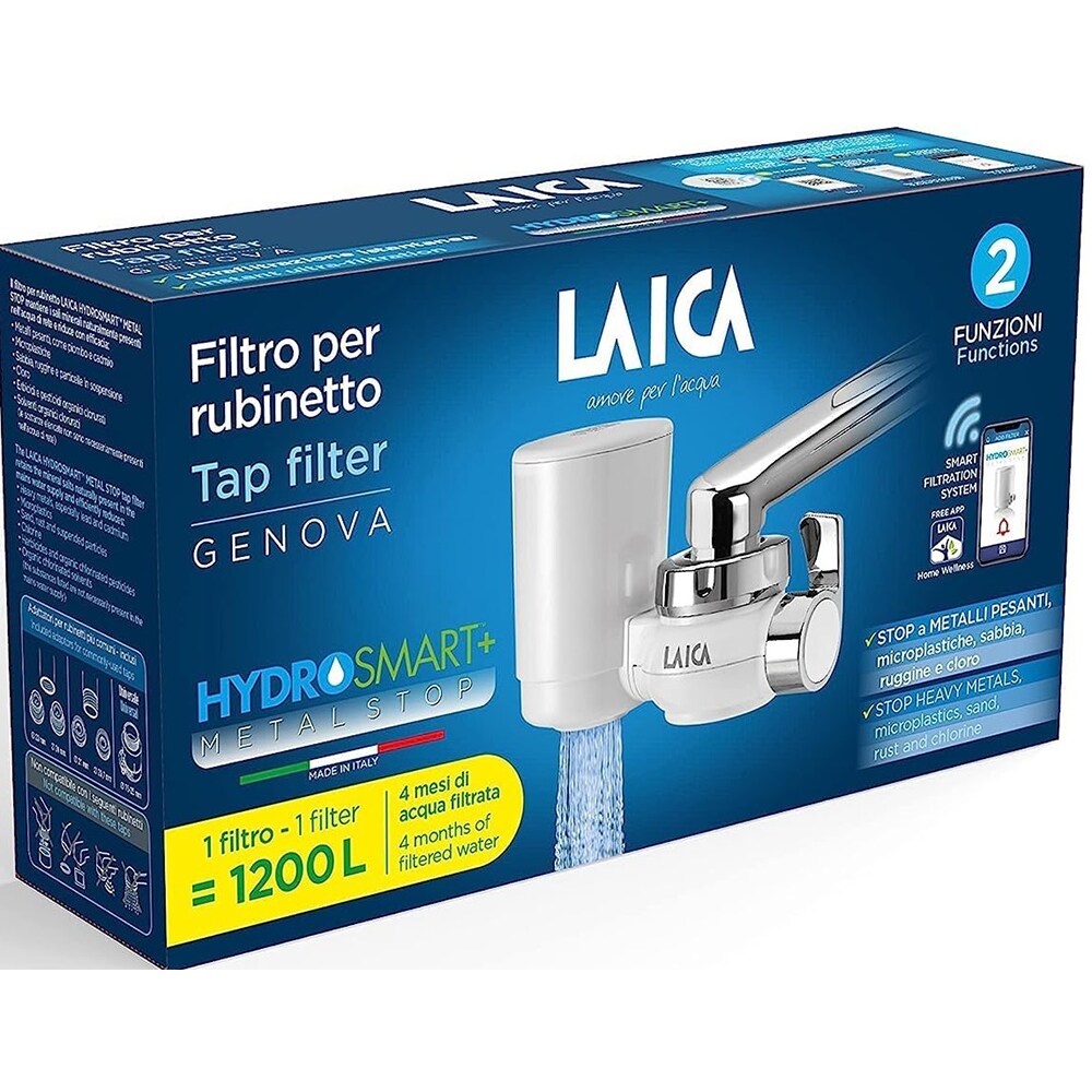 Filtru robinet LAICA Genova HydroSmart Metal Stop R20AA01, alb