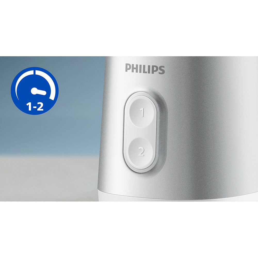 Mini blender PHILIPS Seria 3000 HR2512/90, 0.6l, 350W, 2 trepte viteza, alb-gri