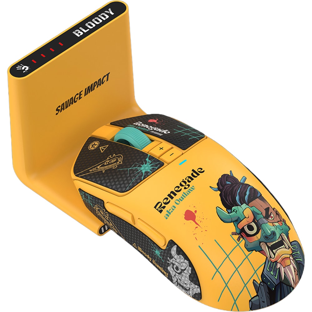 Mouse Gaming Wireless A4TECH R72 Ultra Duo Renegade Sunset, 20000 dpi, galben