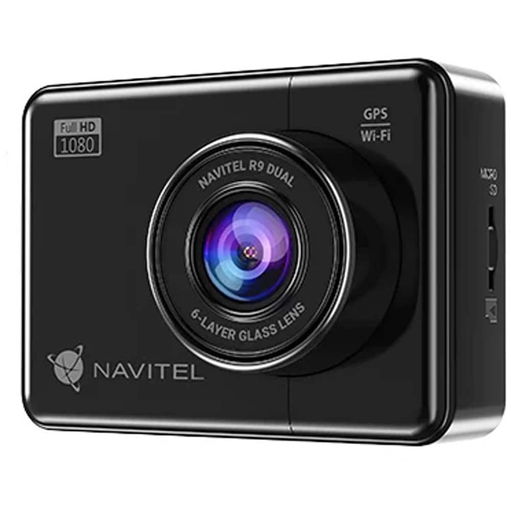 Camera auto duala DVR NAVITEL R9 Dual, 2.7", Full HD, GPS, negru