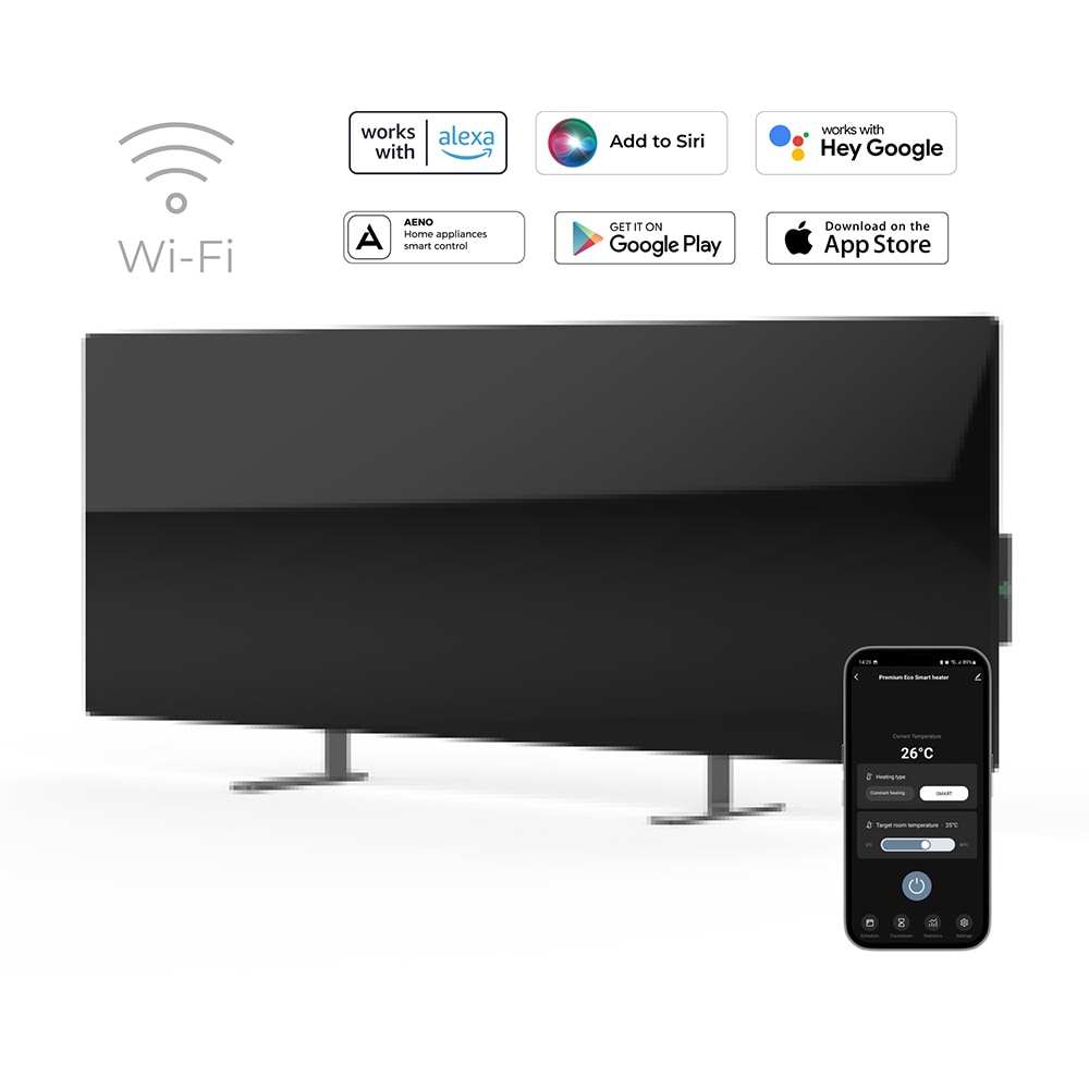 Convector electric de podea/perete AENO AGH0002S, 700W, Wi-Fi, Infrarosu, negru