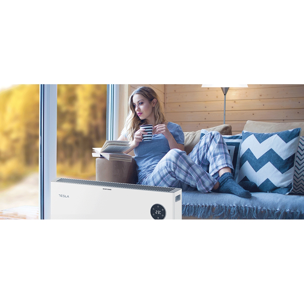 Convector electric de podea TESLA PC312WD, 3 trepte putere, 2000W, protectie supraincalzire, alb