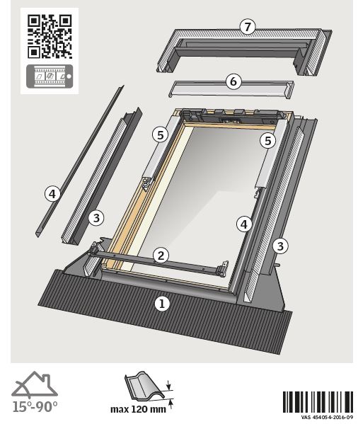 Rama etansare VELUX EDW 1000, 50 x 154 cm, gri antracit