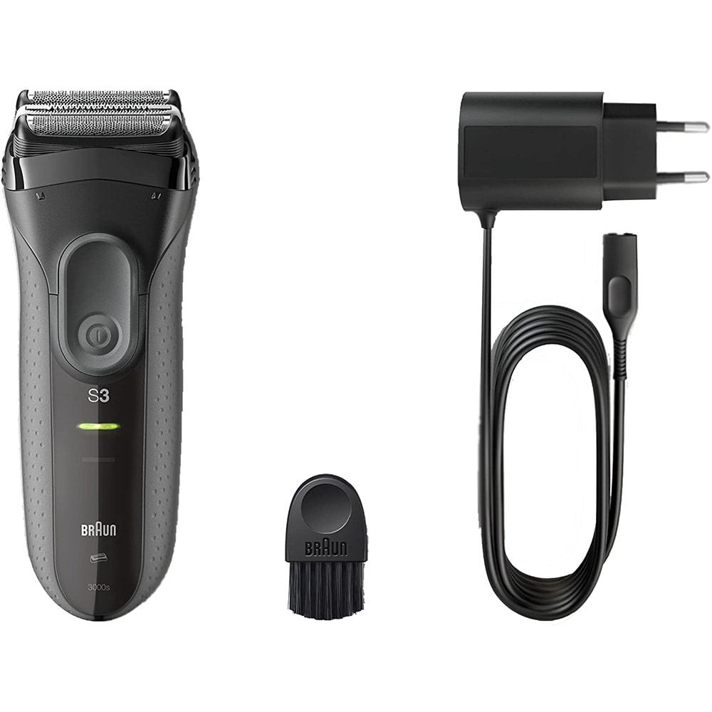 Aparat de ras BRAUN Series 3 3000s, acumulator, autonomie 45 min, MicroComb, negru